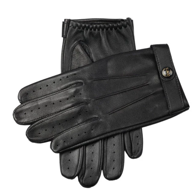 Men’s Heritage Touchscreen Three-Point Leather Driving Gloves in Black