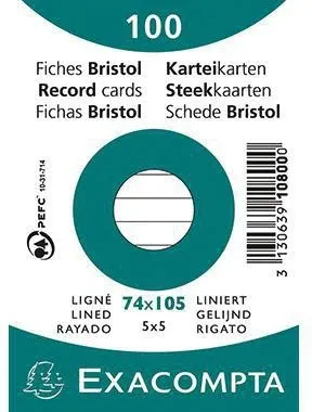 Exacompta Karteikarte DIN A7 liniert weiß 205 g/m² 100 Stück PEFC