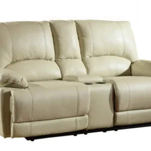 41" Stylish Beige Leather Console Loveseat By Homeroots | Loveseats | Modishstore