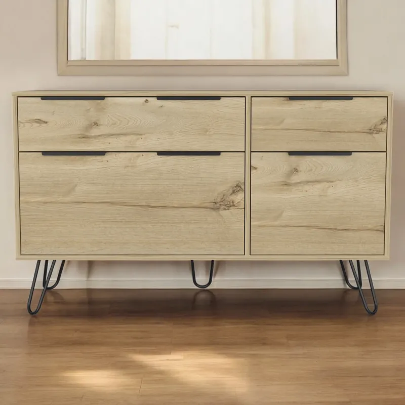 Brown and Black Four Drawer Double Dresser By Homeroots | Dressers | Modishstore - 1