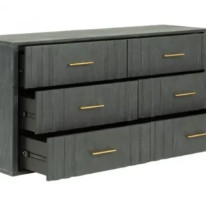 Dark Grey Solid And Manufactured Wood Six Drawer Dresser By Homeroots | Dressers | Modishstore - 1