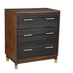 Brown and Black Solid Wood Three Drawer Chest By Homeroots | Dressers | Modishstore - 1
