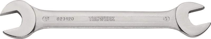TECWERK Doppelmaulschlüssel 5 x 5,5 mm, 122 mm, matt verchromt, DIN 3110 – CV-Stahl, Maulstellung 15°