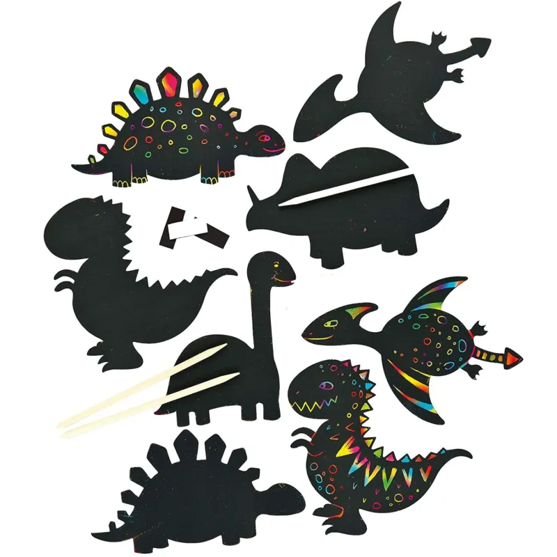 Dinosaur Scratch Art Magnets (Pack of 10)