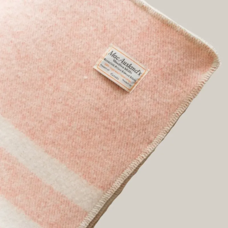 MacAusland Wool Throw | Rose & Natural Stripes
